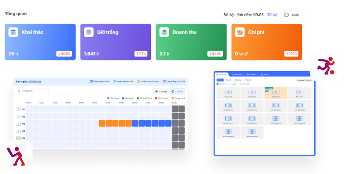 Sắp xếp sân đơn giản với phân hệ