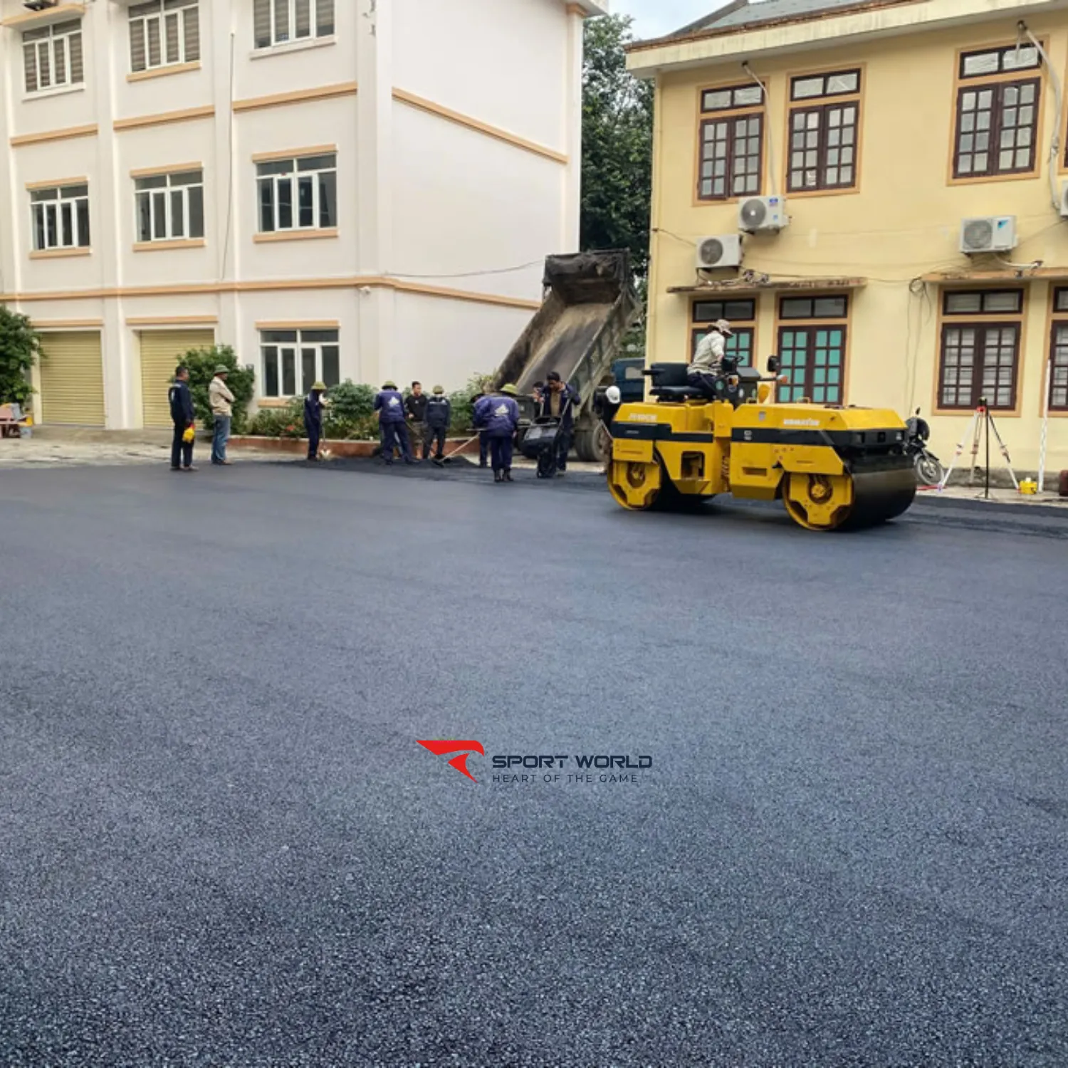 Quy tr&igrave;nh thi c&ocirc;ng nền asphalt s&acirc;n pickleball