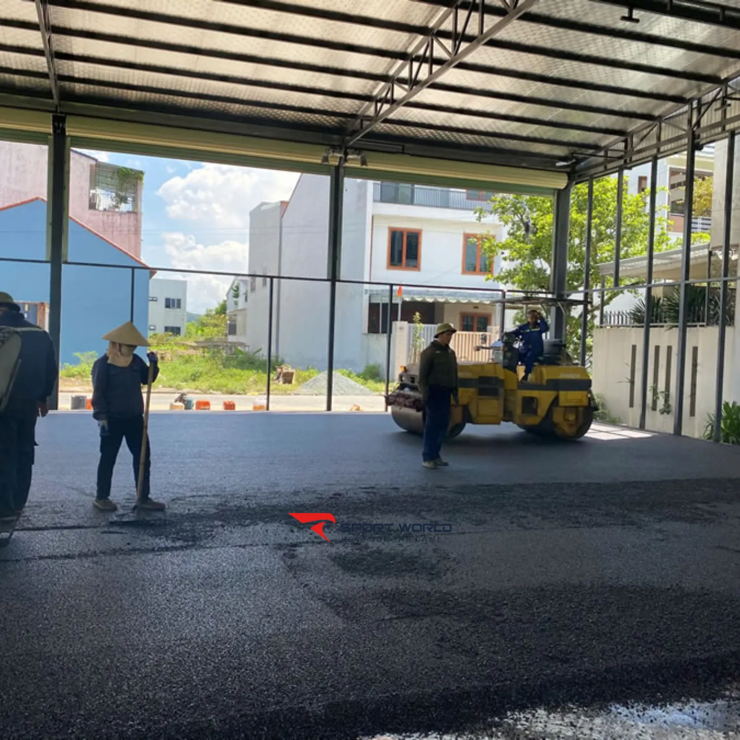 Quy tr&igrave;nh thi c&ocirc;ng nền asphalt s&acirc;n pickleball