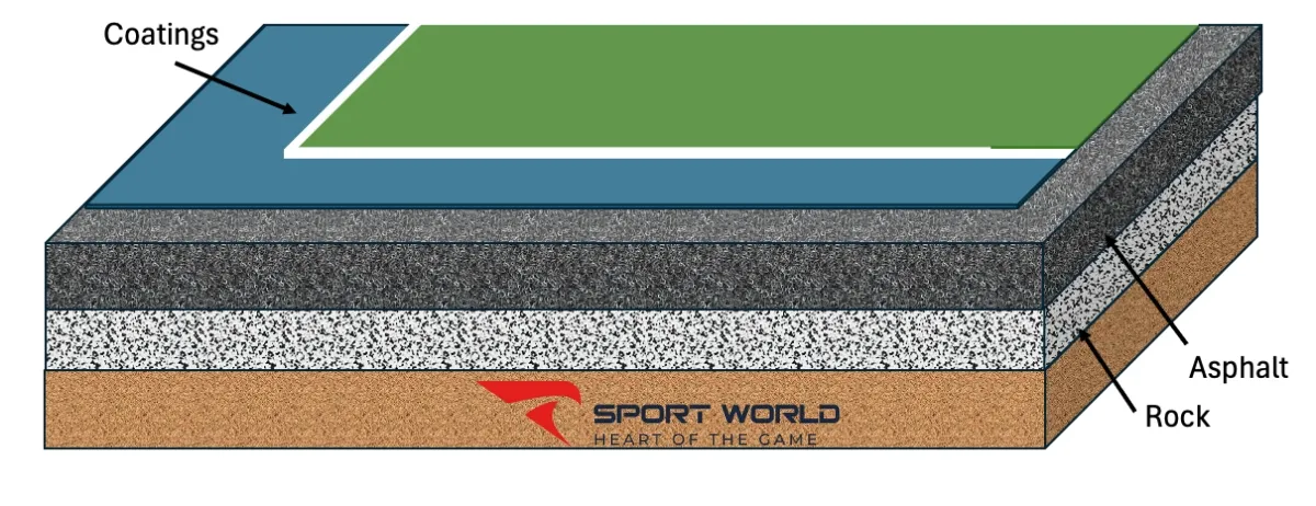 Cấu tạo nền asphal s&acirc;n pickleball