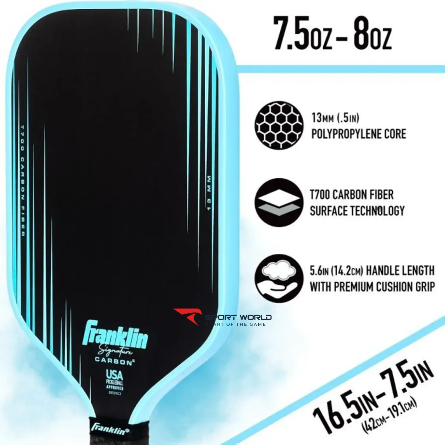 Vợt Pickleball Franklin Signature Carbon 13mm Elongated