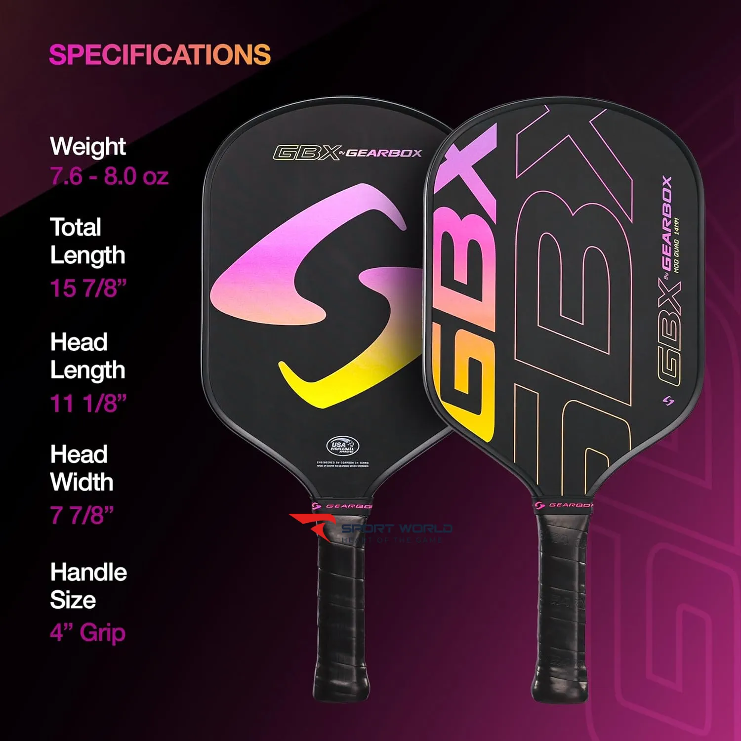 Vợt Pickleball Gearbox GBX ModQuad 14mm