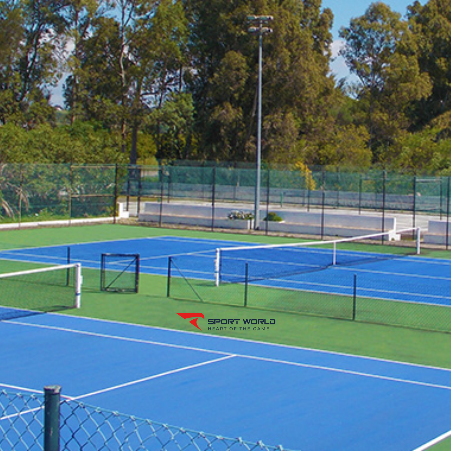 Trụ tennis chôn nòng, ống nhôm Ø90mm, máy tăng đơ SODEX S25233