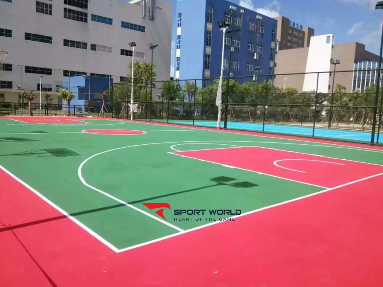 Lát sân bóng rổ bằng silicon pu