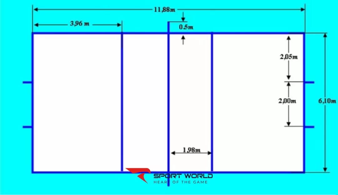 Kích thước sân đá cầu tiêu chuẩn thi đấu