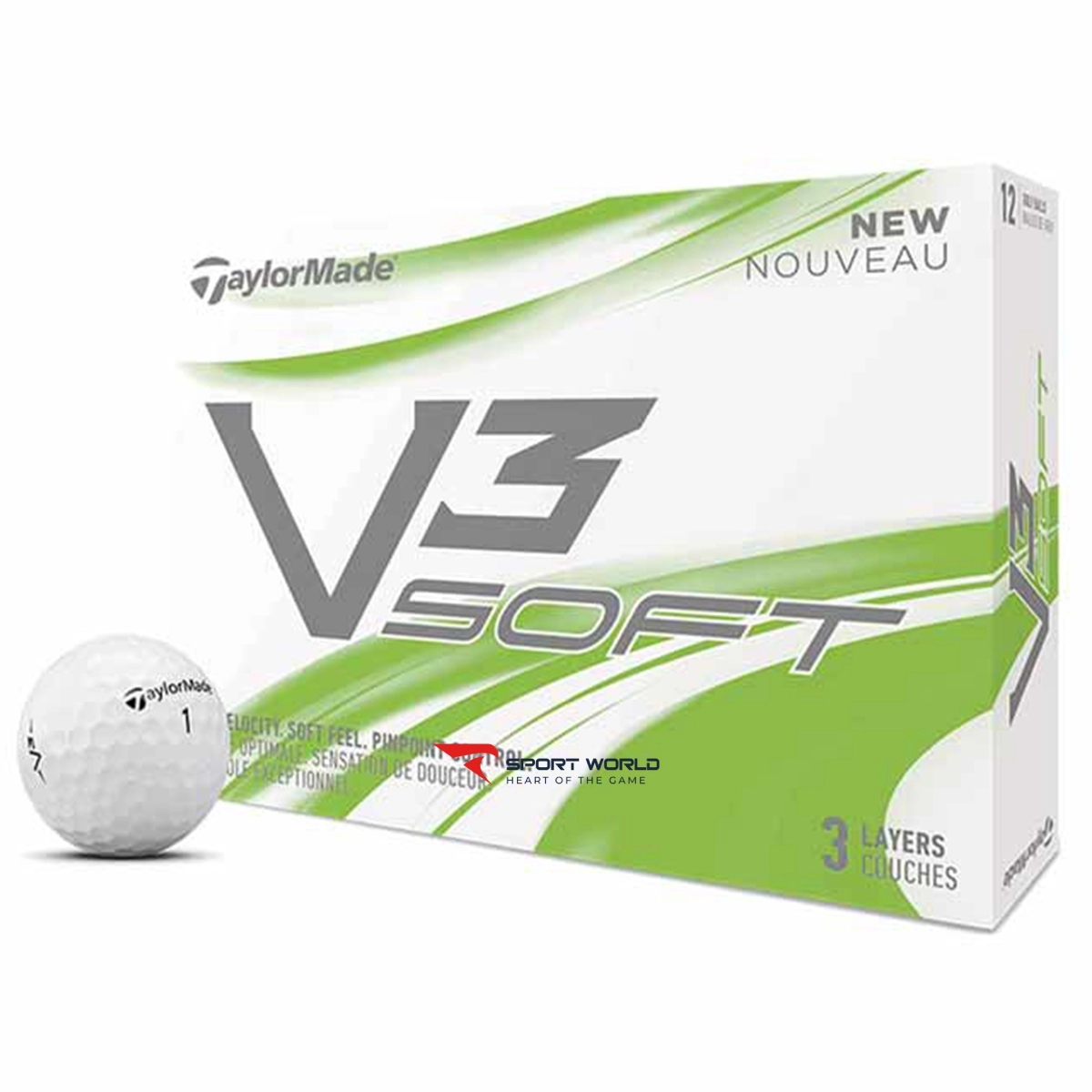 Bóng golf Taylormade V3 Soft (hộp 12 quả/4 tuýp)