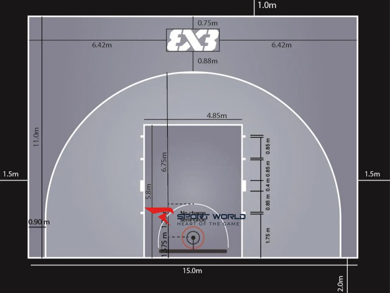 Kích thước sân bóng rổ 3x3 tiêu chuẩn thi đấu FIBA mới nhất
